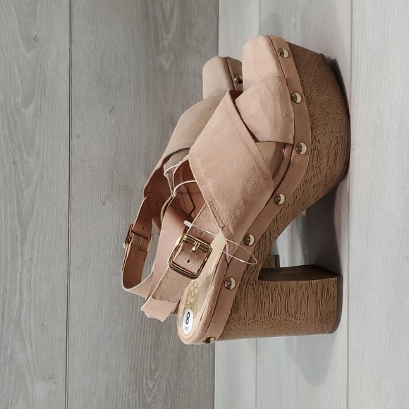 NEW Vince Camuto Women Jenevya Leather Block High Heels Suede Sandals shoes sz 8 - Picture 4 of 13